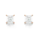 Kolczyki z kwadratowym diamentem różowe złoto SBK_003